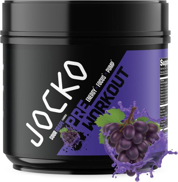 Jocko Fuel Ultimate Pre Workout Powder Muscle Pump, Energy, & Recovery 200mg Caffeine Sour Grape