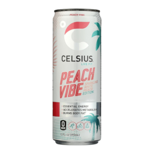 CELSIUS Sparkling Peach Vibe, Functional Essential Energy Drink, 12 Fl Oz